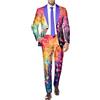 Duohropke Tuta da uomo, set da 2 pezzi, giacca con glitter e pantaloni da tuta, con stampa di paillettes, costume da discoteca, costume da discoteca, matrimonio, festa a tema, abito da discoteca, anni