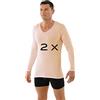 ALBERT KREUZ 2-Pack Herren Unterhemd Langarm V-Ausschnitt Stretchbaumwolle Beige, Gr. S