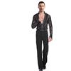 BOZEVON Uomo Moda Pizzo Latina Danza Costumi Camicia Prestazione Abbigliamento da Ballo Set Traslucido Outfits, Nero(Set), Tag 2XL = EU XL