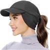 GADIEMKENSD Women's Fleece Ponytail Hat Reflective Winter Hat with Earflap Cold Hat with Adjustable Headband And Flip Down Ear Warmer Skull cap Beanie for Outdoor Snow Ski Hiking Running Dark Grey