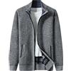 Générique Cappuccio Autunno e Inverno Uomo Casual Stand e Pile Addensato Caldo Maglia Cardigan Maglione Cappotto Felpe Uomo con Cerniera, Grigio chiaro, 4X-Large