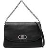 LIU JO Borsa cartella donna, comoda, pratica e capiente con chiusura patta. Dispone di tre ampi scomparti, tasche interne di cui una con zip. Presenta manico removibile metallico a catena color argent