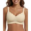 SHARICCA Reggiseno da donna senza ferretto, senza cuciture, scollo a V, bordi ondulati, reggiseno push up, morbido, traspirante, senza cuciture, con prolunga per reggiseno, Bianco latteo-1p01, 3XL