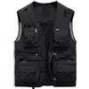 WSLCN Gilet giacca cargo da uomo per lavoro safari pesca viaggi con mesh fotografica e tasche multiple, Nero , M
