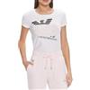 Emporio Armani EA7 T-Shirt da Donna Girocollo Logo Series Crossover in Cotone Stretch - 3DTT30 (IT, Testo, S, Regular, Regular, Bianco)