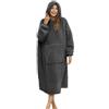 ililmmoe Coperta indossabile Sherpa oversize con cappuccio, felpa per TV, con maniche lunghe e tasca (grigio scuro, taglia unica)