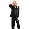 dinavian Camicia da notte da donna in seta 100% pura seta di gelso naturale set pigiama in seta abbigliamento da notte da donna con confezione regalo, Nero , M