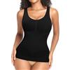 YARRCO Shape, canottiera da donna modellante, canotta modellante, canottiera sportiva modellante, canotta modellante, senza cuciture, Spalline larghe nere, XXL