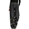 Generic 2026 Jeans a Gamba Larga a Vita Alta da Donna, Tinta Unita, con Occhielli in Metallo, Modello Ampio e Comodo, in Denim Elasticizzato, Pantaloni alla Moda B617