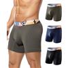 Arjen Kroos Uomo Boxer Lunghi a Gamba Larga - Mutande Intimo in Microfibra 3-Pack, Antisfregamento, Elasticizzato Verde/Blu Scuro/Nero S
