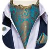 DiBanGu Cravat Cravat - Cravatta da uomo in tessuto jacquard Paisley Ascot e gemelli quadrati da taschino, set formale casual, Rame verde acqua, Taglia unica