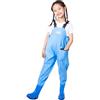 Generisch 2025 trampolieri per bambini ragazzi ragazze pantaloni da pesca con tasca per bambini impermeabili caccia pesca trampolieri con stivali bambino leggings termici, Blu, 10-11 Anni