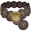 WULIQIUQIU Cintura larga a disco da donna Boho Concho in pelle vintage Western cintura in vita, Caffè, 101CM/39.8IN