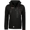Geographical Norway Techno Men - Giacca Cappuccio Softshell Impermeabile Uomo - Giacca Vento Tattica Da Esterno - Escursionismo Sci Autunno Inverno Primavera (Nero S)