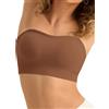 SHARICCA Reggiseno senza spalline da donna senza ferretto, senza cuciture, senza spalline, push up, senza cuciture, senza cuciture, con reggiseno imbottito in silicone antiscivolo, marrone scuro., S