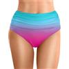 Generic Slip da donna a vita alta increspato a vita alta, slip da nuoto a copertura completa, pantaloncini da spiaggia lusinghieri, design comodo da yoga, blu cielo, XL