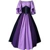 Richymfa Vestito Medievale Donna Rinascimentale Taglie Forti Abito da Sera Manica Corta Elegante Vestito da Ballo Lungo Slim Fit Vintage Costumi Medioevo Regina Vittoriana per Carnevale