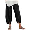 ZANZEA Pantaloni casual da donna in cotone e lino, taglio ampio, dritti, elasticizzati in vita, pantaloni chino con tasca