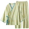 PRINCESS BRIDE Garza di cotone giapponese kimono pigiama retrò cintura pigiama set elegante loungewear indumenti da notte sciolti per le donne, Verde, XL
