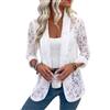 Generic Blazer per Le Donne Blazer da Donna in Pizzo Floreale Trasparente con Revers in Rete Aperto sul Davanti Cardigan Estivo Leggero Giacca Elegante Casual Blazer Abiti Sera Festa Abbigliamento Esterno B