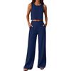 Chanpning Completo Estivo Donna Lino Tailleur Donna Estiva Senza Maniche Girocollo Tuta Completa Lino e Cotone Completi Estivi Set Casual Relax Corte Top e Pantaloni Estivi da Casa Ideale Per Vacanza