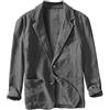 Mymyguoe Giacca in lino, da uomo, casual, blazer, in lino, traspirante, con bottoni, leggeri, per il tempo libero, estivi, taglie forti, giacca casual, grigio., 3XL