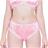 LittleForBig Slip hipster unisex in raso Sissy pizzo volant mutandine slip per crossdresser transgender, rosa, S