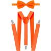 TMK Bretelle e Papillon Set da 1/6/12 pezzi per Uomo Donna Unisex Resistenti Elegante Regolabile Forma a Y cod.62100 (Arancione Fluo, 6)