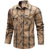 CoXuantion Camicia Uomo a Maniche Lunghe Casual Cotone Camicie Vintage Quadri Giacca Button Down Tops Morbida Workshirt con Taschino