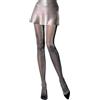 SENTELEGRI - Collant da donna 30 denari con strass luccicanti, semi-opachi, oro brillante, argento,, nero/oro, L