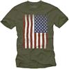 MAKAYA USA T-Shirt Vintage Uomo - Maglietta Bandiera Americana Verde XL