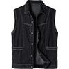 Herothorn - Gilet in denim da uomo, stile casual vintage biker, senza maniche, giacca in jeans stile cowboy, con tasche, gilet, Nero , XL