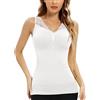 Lynclare Canottiera modellante da donna con reggiseno integrato, modellante sulla pancia, canotta a compressione in pizzo con scollo a V dimagrante, bianco, XX-Large