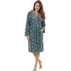 Brandsseller Accappatoio Donna con Cappuccio S/M - In Microfibra Morbida con Motivo Stelle - Certificato Oeko-Tex - Ideale per Casa, Spa e Benessere - Grigio/Turchese