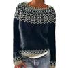 Generic Fairisle Maglione da donna vintage Fair Isle maglione lavorato a maglia casual allentato plus size maglieria inverno caldo vacanze maglioni elegante manica lunga pullover top, Blu, S