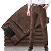 HESYSUAN Pantaloni da uomo in velluto a coste, pantaloni a pieghe dritti elasticizzati, vestibilità classica, pantaloni casual da lavoro, in cotone, senza pieghe, vestibilità aderente, Marrone, 46