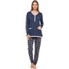 o-day De Fonseca Pigiama Donna Invernale Caldo Cotone 100% Set Lungo con Pantalone Comodo Due Pezzi Homewear Inverno