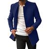 kuiazelit Giacca da uomo casual blazer con colletto alla coreana cappotto di lana da lavoro cappotti da lavoro monopetto giacca a vento lungo cappotto invernale Trench giacca a maniche lunghe di media