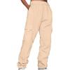 Generic Pantaloni a gamba dritta da donna, senza lacci, elasticizzati, a vita alta, gamba larga, tinta unita, vestibilità larga, pantaloni casual da donna con tasche e coulisse