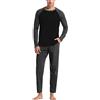 Mymyguoe Pigiama Uomo Estate Pyjamas Due Pezzi Casual Girocollo Manica Lunga Top E Pantaloni Baggy 2 Pezzi Morbido Traspirante Biancheria Da Notte Casual Leggera Homewear Completo T-Shirt Pyjama