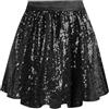 MYSSUCI Gonna da donna con paillettes, elastico in vita, gonna glitterata, per festival, feste, carnevale, Halloween, Nero , S