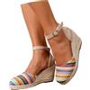 MODSGUE Sandali da donna con zeppa alta e plateau, con plateau, tacco aperto, espadrillas, con zeppa, chiusi, leggeri, da spiaggia, multicolore, 47