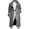 Generic Uomo Tacca Risvolto Doppio Petto Lungo Trench Cappotto Casual Business Classico Elegante Antivento Peacoat Trench Coat Uomo, grigio, M