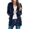 Generisch Cardigan da donna nero corto boho lungo patchwork cappotto cardigan tasche anteriore maglione cardigan cardigan donna lana, Blu marino, L