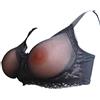 BIMEI Reggiseno trasparente con tasca in pizzo per forme di seno in silicone per mastectomia Crossdresser False Boob nero Nero 34B