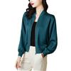 Goolecrimp Giacca Corta da Donna in Raso Elegante Moda Casual Giacca da Lavoro Leggera Giacca da Baseball Casual con Cerniera Minimalista (Verde,XL)