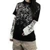 GGOOB Camicia Gotica Camicia Gotica Falso Due Pezzi Abbigliamento Alternativo Gotico Manica Lunga Top Grunge Vestiti, Nero, S