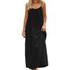 Generico Vestito Estivo Donna Lungo Lino Abito - Casual Sleevele Open Back Maxi Dre Loose Fit Robe Housewear Dre Casual Tinta Unita Senza Maniche Loose Maxi Abiti Senza Schienale con Cordino