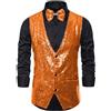 Foweknow Gilet da Uomo con Paillettes Anni 70/80, Outfit da Disco Party, Gilet Metallico Lucido, Costume da Carnevale per Matrimonio, Festa, Ballo di Fine Anno, Spettacolo sul Palco, Waistcoat