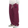 Generico Pantaloni Velluto Uomo Kirakuko Pantaloni Giapponese A Coste Uomo Streetwear con Tasca, Larghi con Coulisse Elastica Pantalone Palestra, Rosso M